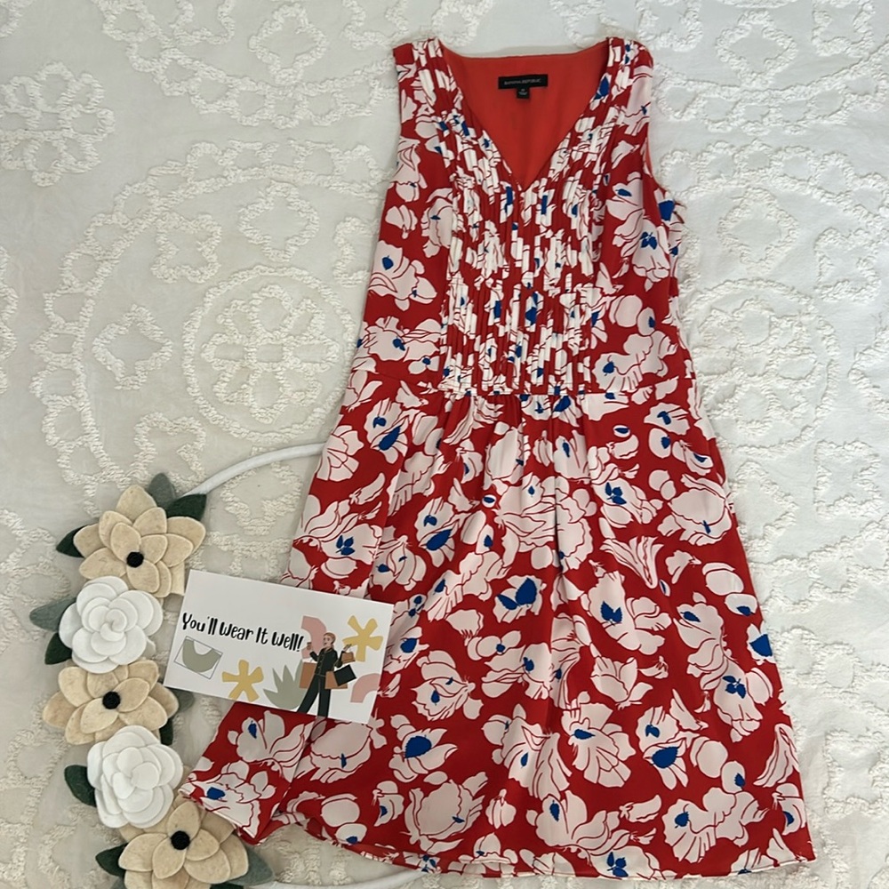 Orange and blue fit-and-flare banana republic dress. Size 0